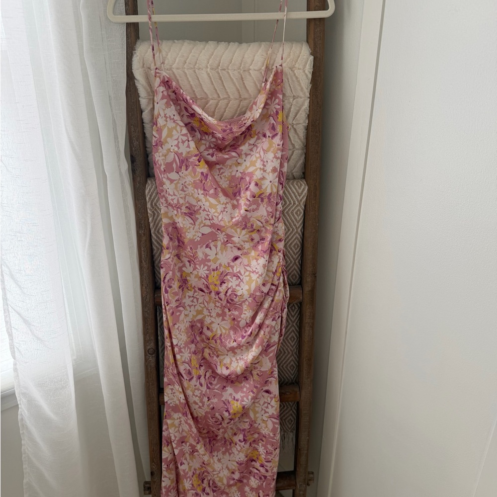 Lulu's Pink and Yellow Floral Dress